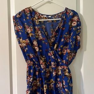 Blue floral silk dress🩵💙🤎